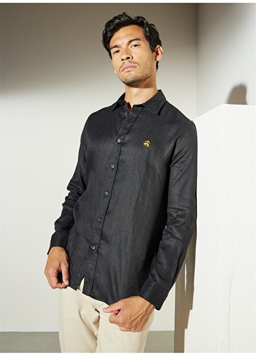 

Черная мужская рубашка Slim Fit с классическим воротником Brooks Brothers