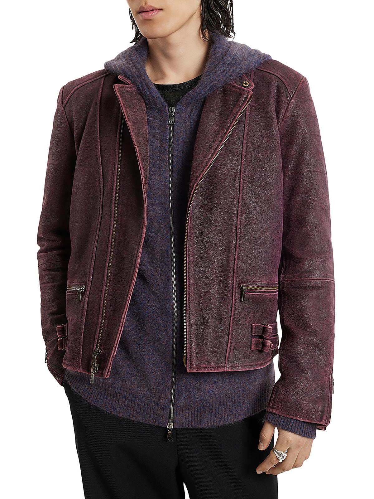 

Sullivan Racer Мужская тяжелая мотоциклетная куртка из искусственной кожи John Varvatos, цвет Dark Plum