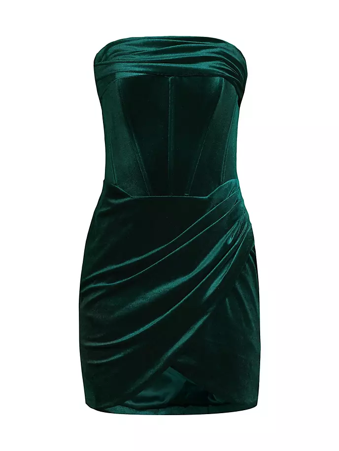 

Бархатное мини-платье без бретелек Claudette Bardot, цвет forest green