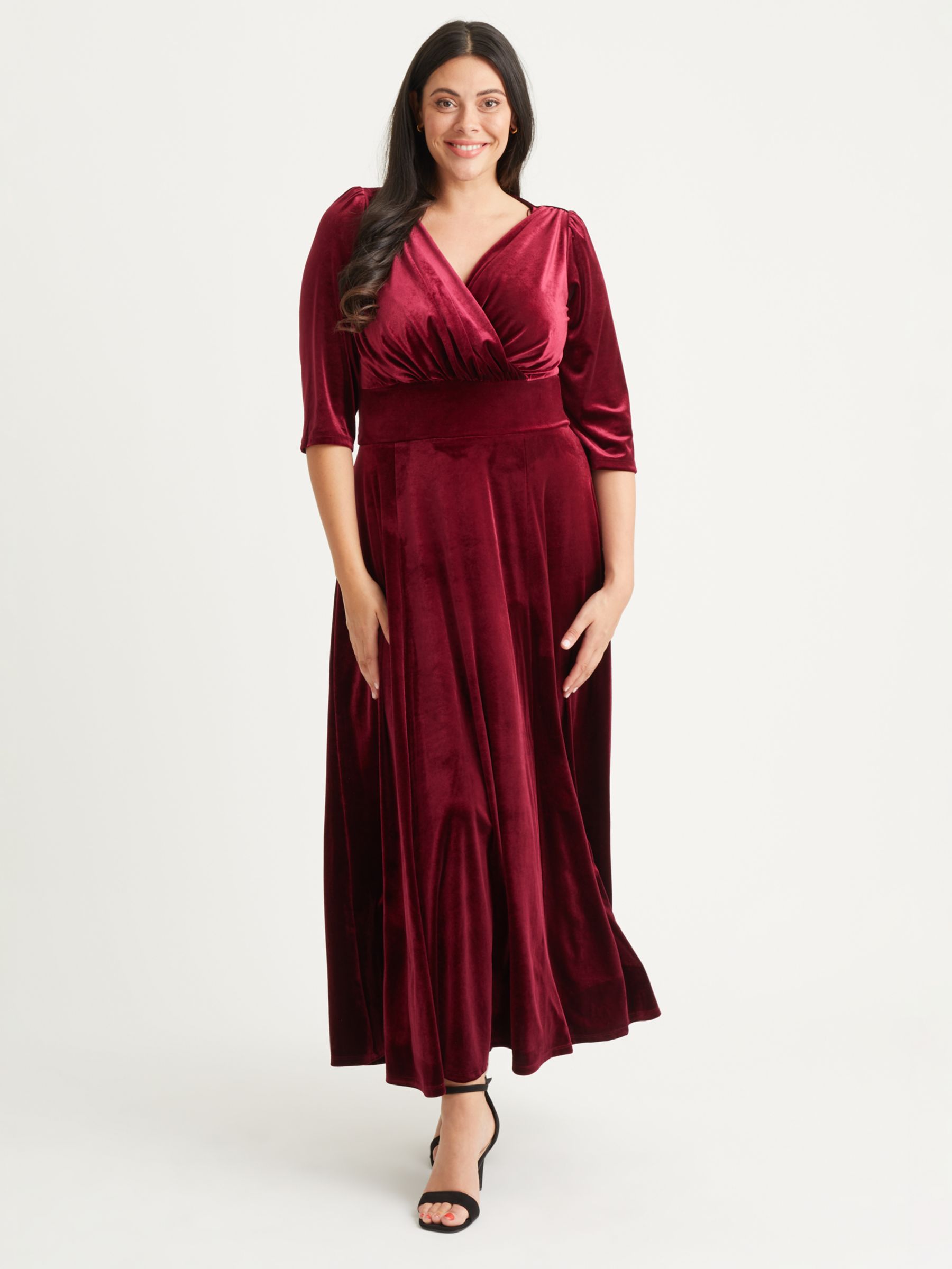 Бархатное платье макси Verity Scarlett & Jo, бордовый цена и фото