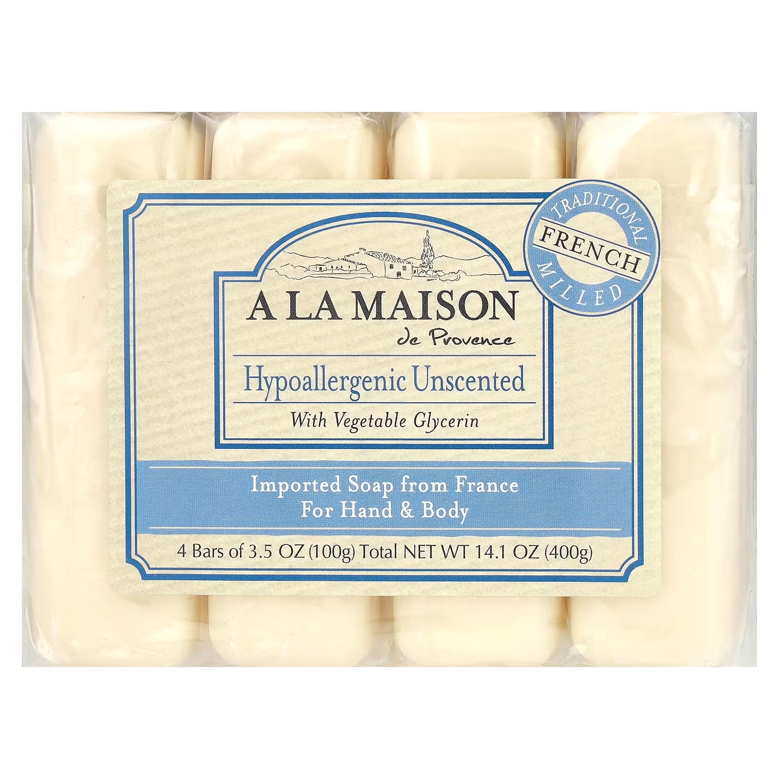 Мыло гипоаллергенное A La Maison de Provence для рук и тела, 4 куска по 100 г a la maison de provence мыло для рук и тела морская соль 4 бруска по 100 г 3 5 унции каждый