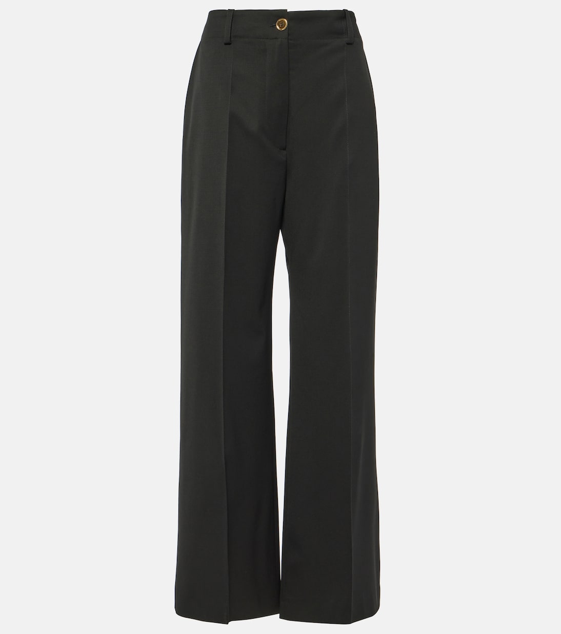 Прямые брюки из смесовой шерсти со средней посадкой Patou, черный