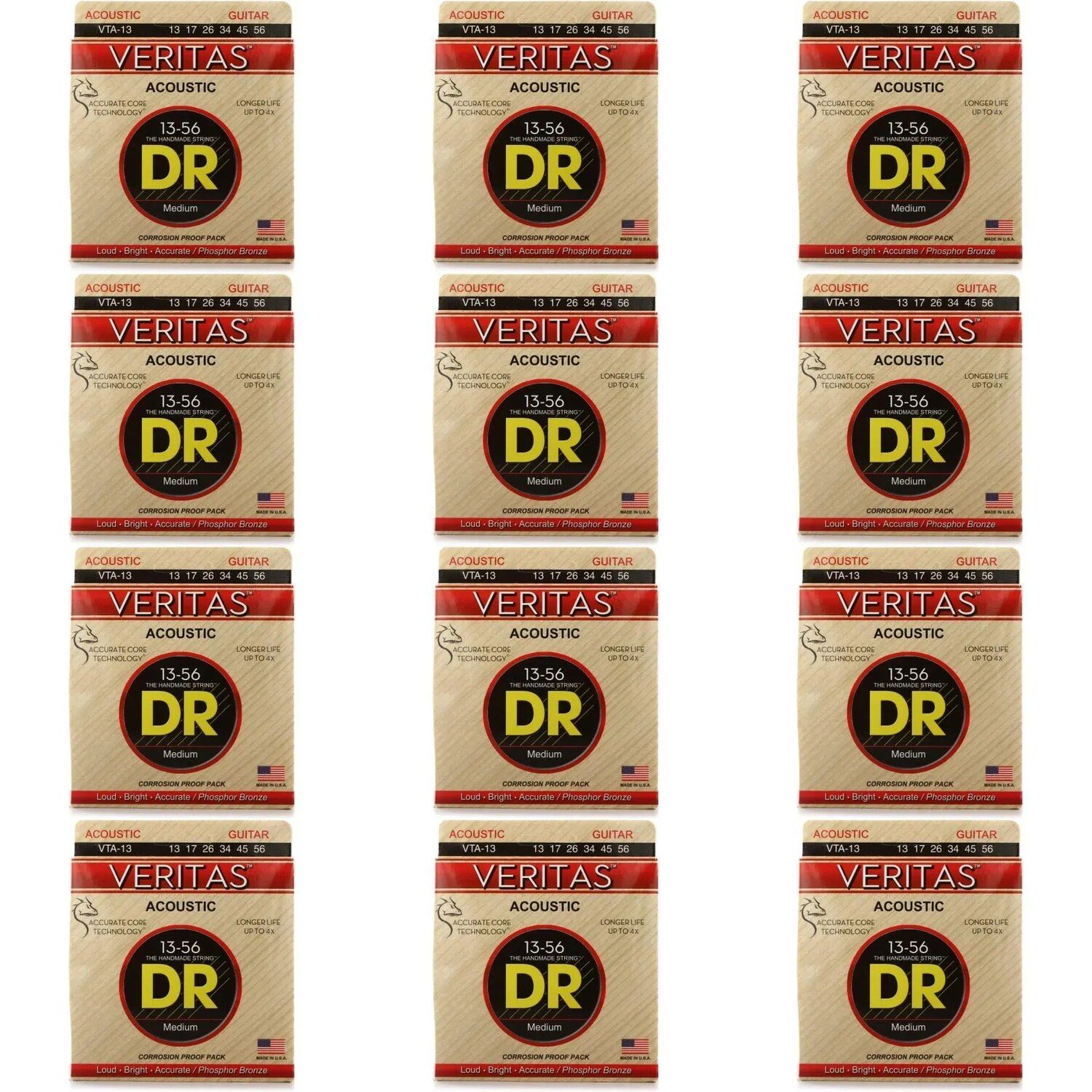 

Струны DR Strings VTA-13 Veritas для акустической гитары из фосфористой бронзы — .013-.056, средние (12 шт. в упаковке)