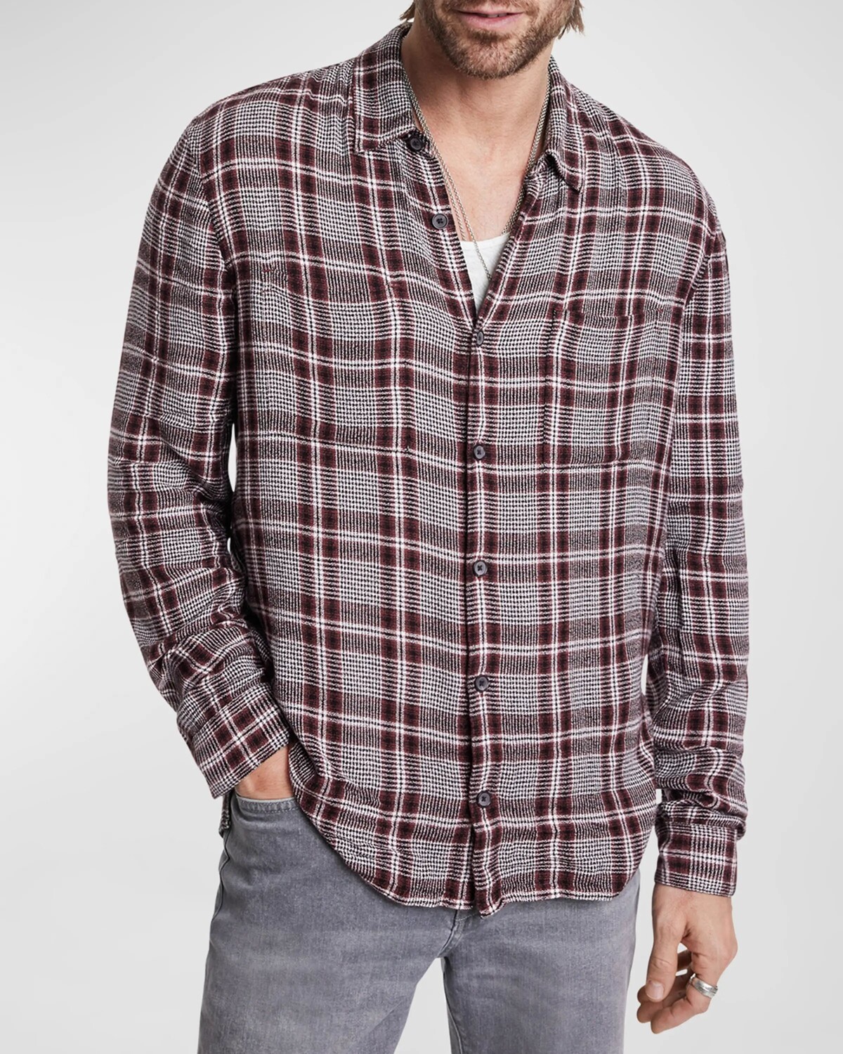

Мужская спортивная рубашка Cole, окрашенная в пряже John Varvatos, цвет Mauvewood