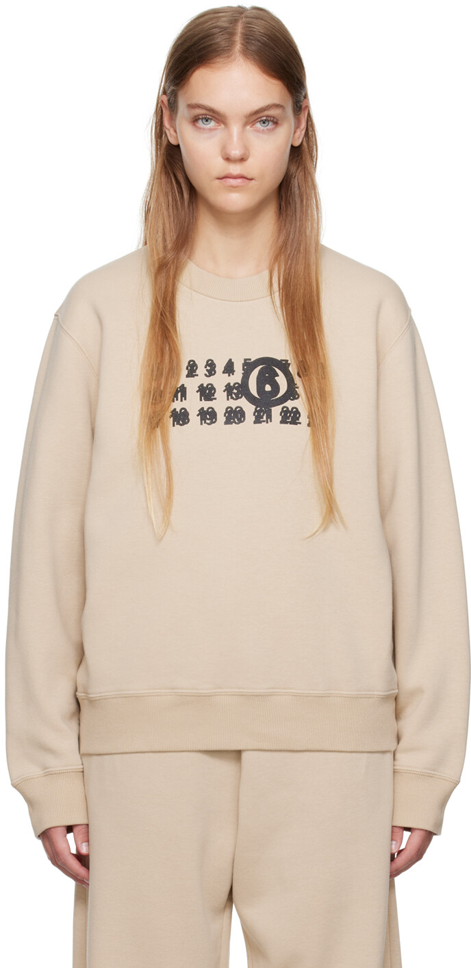 

Бежевый свитшот с принтом MM6 Maison Margiela