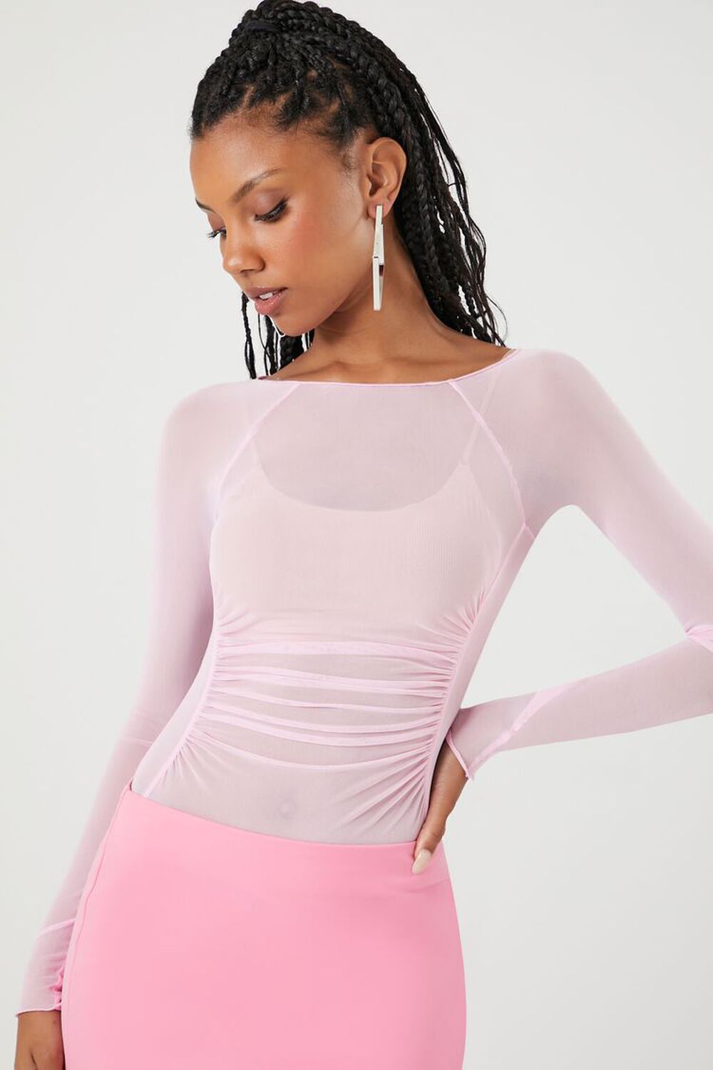 Прозрачное сетчатое боди Forever 21, розовый сексуальное сетчатое прозрачное боди сексуальная женская юбка для секса американская европейская одежда прозрачное боди в сеточку