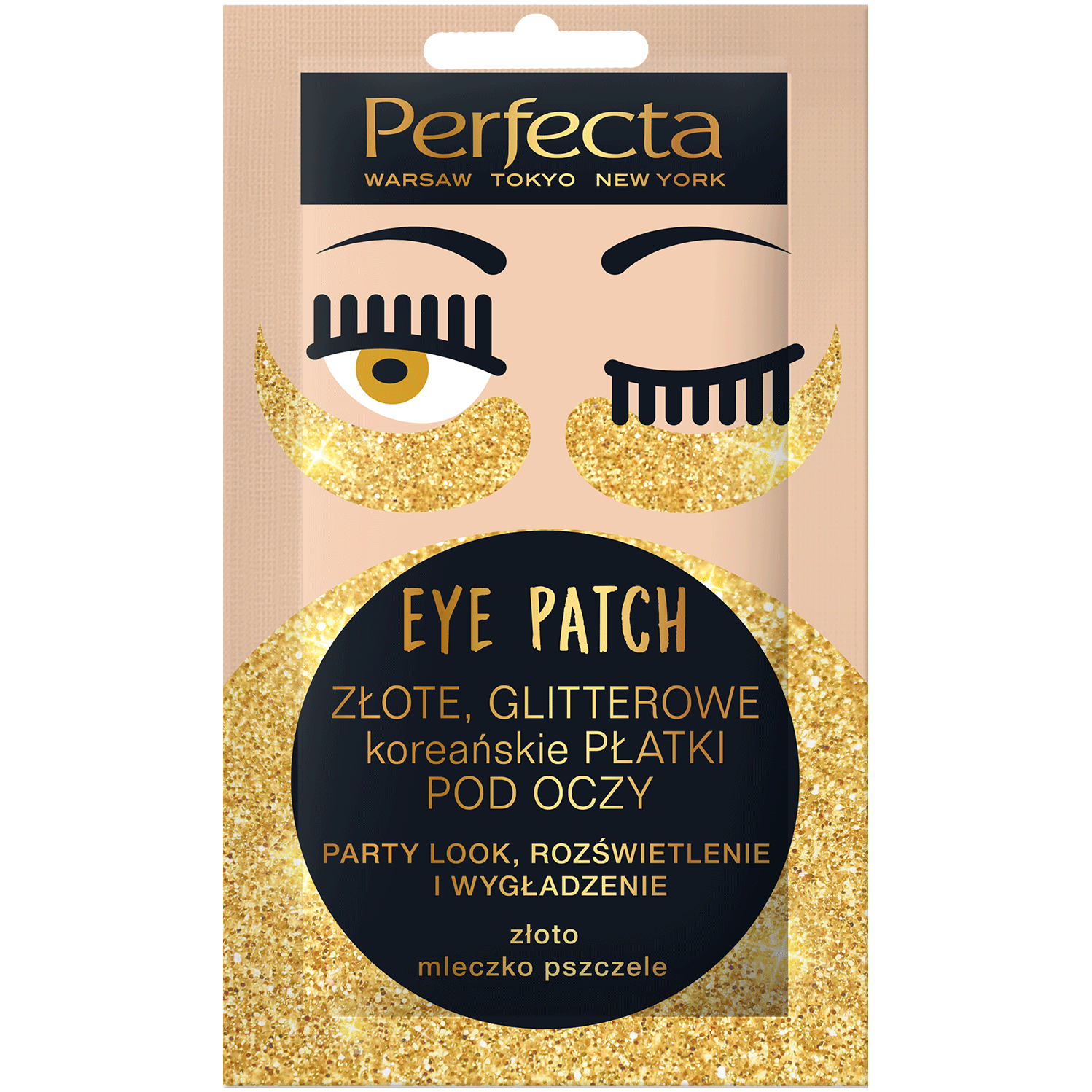 цена Корейские патчи для глаз с золотыми блестками Perfecta Eye Patch, 1 пара