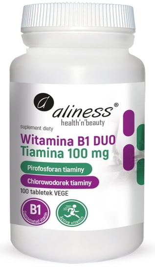 Aliness, витамин B1 (тиамин) DUO 100 мг x 100 растительных таблеток. MedicaLine source naturals витамин b1 тиамин 100 мг 100 таблеток