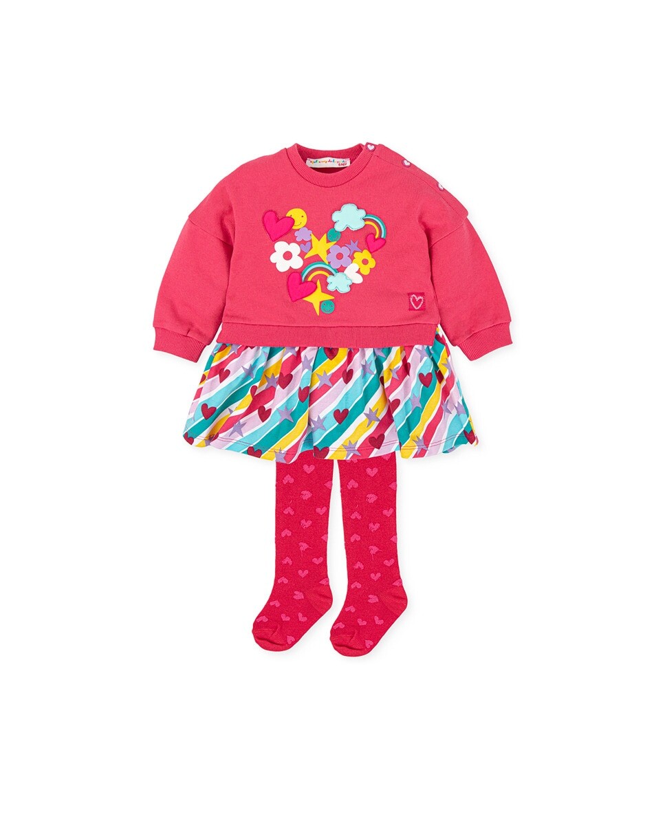 

Комбинированное платье в полоску и сердечко с колготками AGATHA RUIZ DE LA PRADA, коралловый