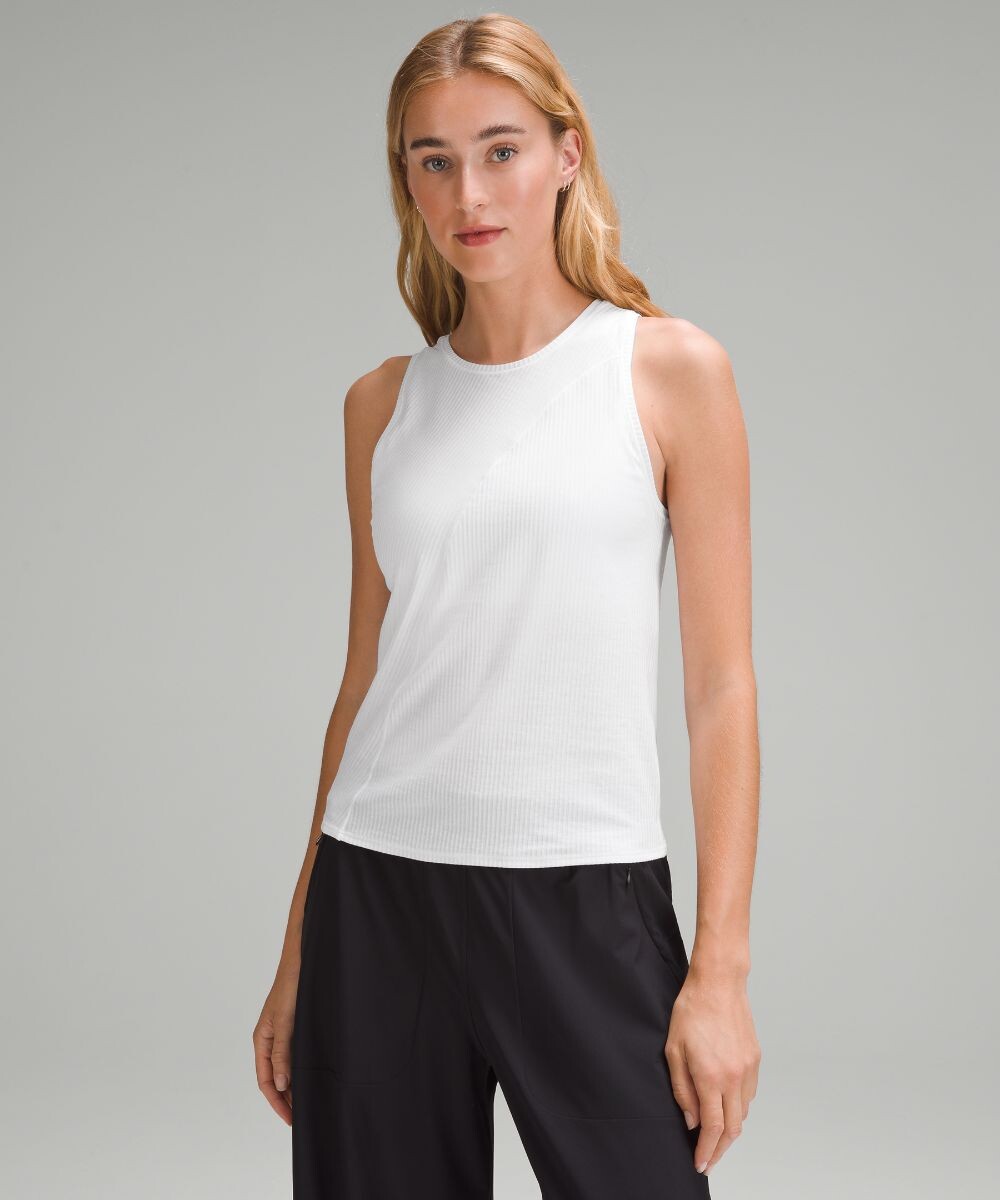 

Асимметричная хлопковая майка в рубчик Lululemon, белый