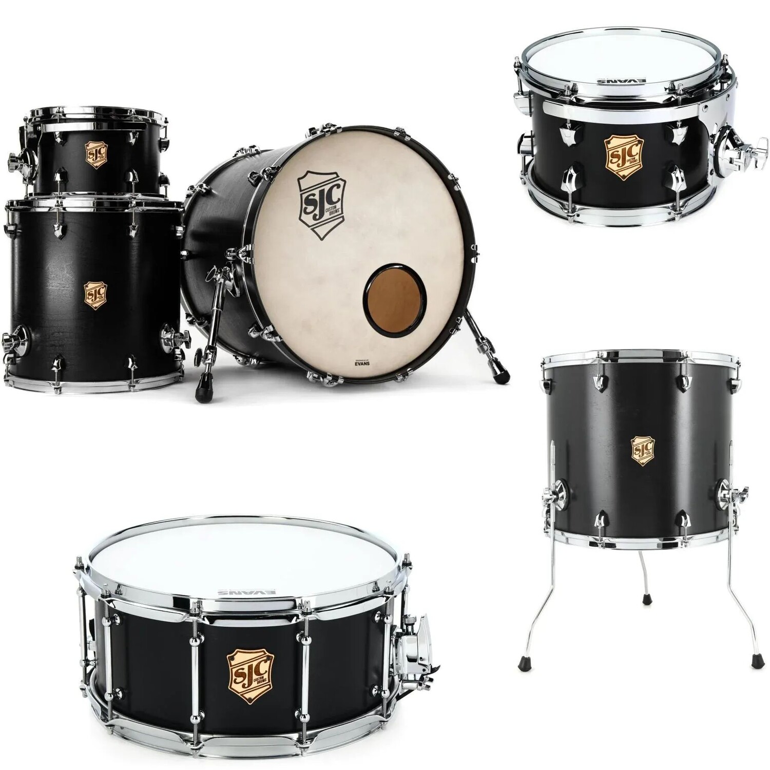 

Набор из 6 предметов SJC Custom Drums Tour Series — матовый черный