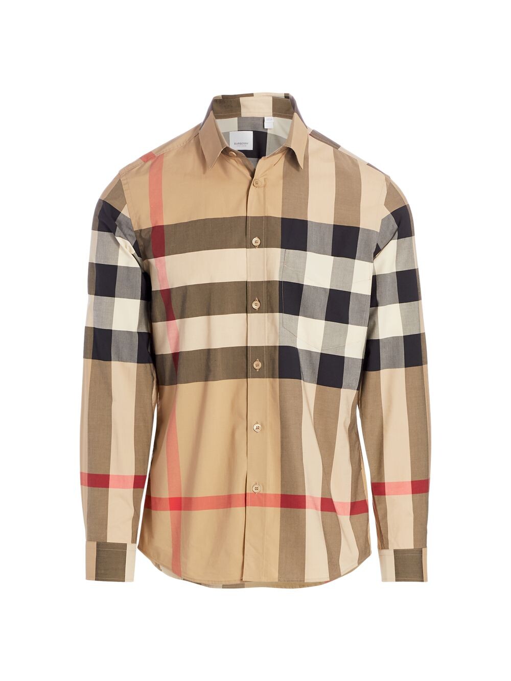 

Хлопковая рубашка с длинными рукавами в клетку Somerton Burberry, бежевый