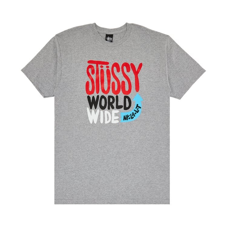 

Футболка Stussy World Wide 'Grey Heather', серый