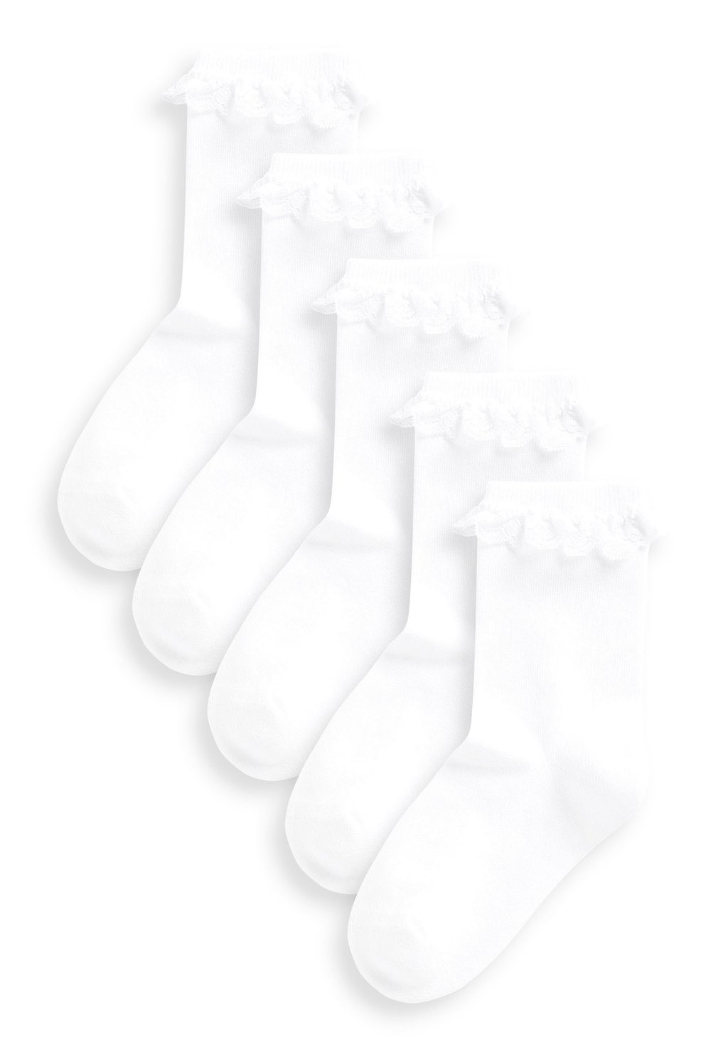 Носки Cotton Rich Cushioned Sole Ruffle Ankle Socks 5 Pack Next, белый
