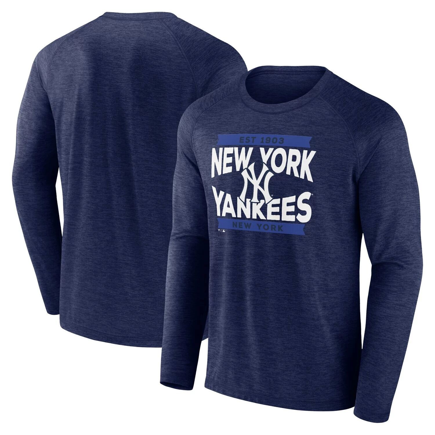 

Мужская темно-синяя футболка с длинным рукавом New York Yankees Heroic Play реглан с логотипом Fanatics, Синий