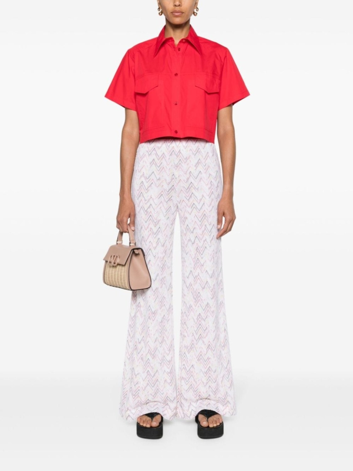 

Missoni широкие брюки с узором зигзаг, белый