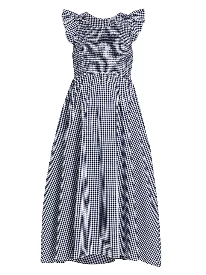 

Платье миди в мелкую клетку со сборками Harper Nom Maternity, цвет navy gingham