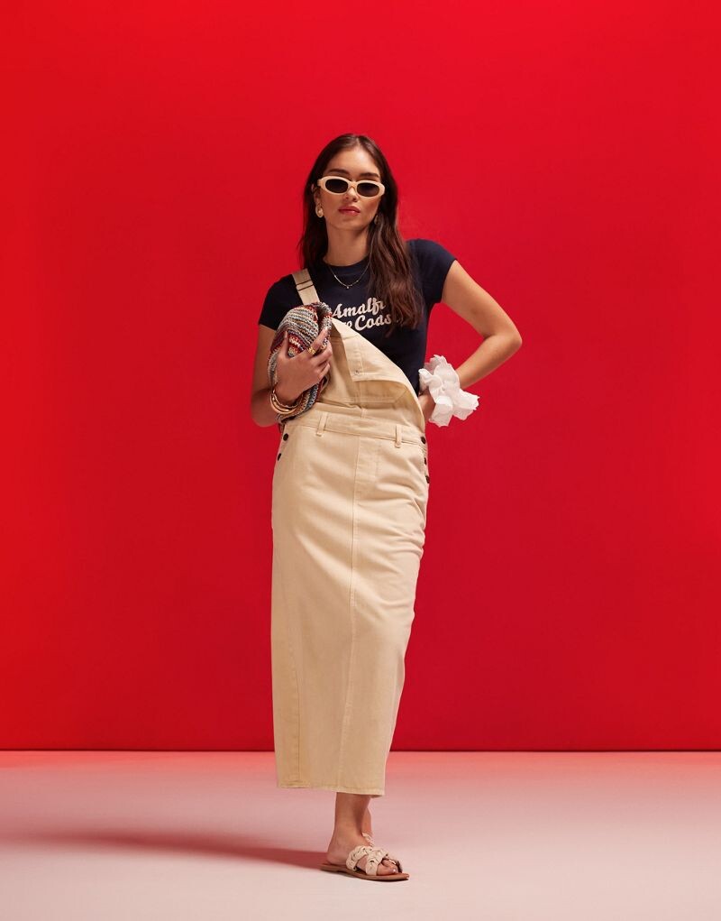 

Бледно-желтое джинсовое платье ASOS DESIGN