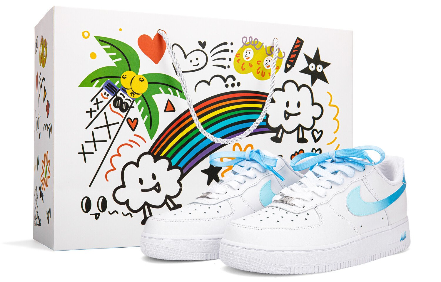 

Кроссовки Nike Air Force 1 Skateboard Shoes Men Low-Top White Blue