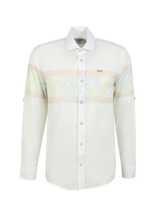 

Кремовая мужская рубашка с воротником на пуговицах Comfort Fit U.S. Polo Assn.