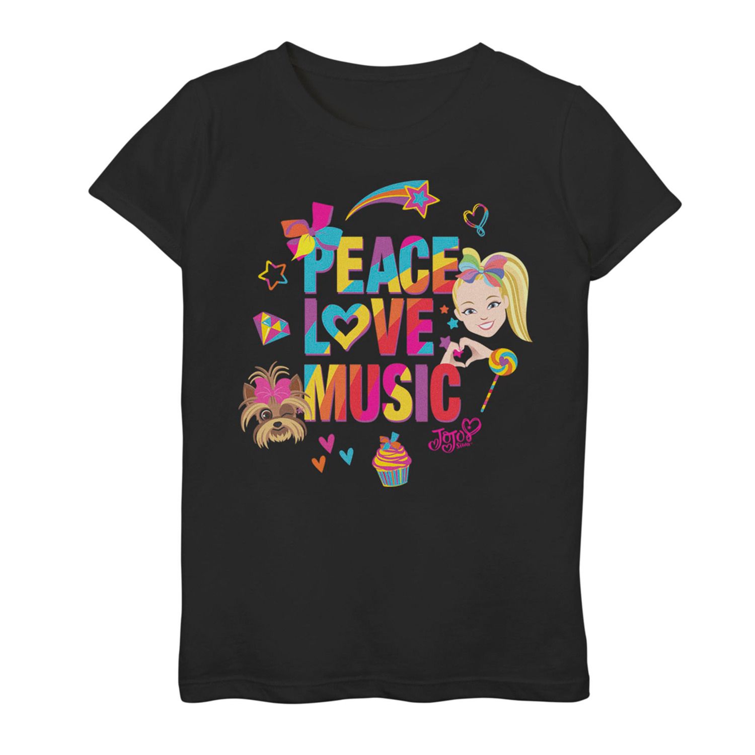 

Футболка JoJo Siwa "Peace Love Music" для девочек 7–16 лет Licensed Character, черный