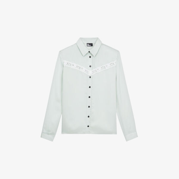 

Рубашка из плиссированной ткани с кружевной отделкой The Kooples, цвет ocean