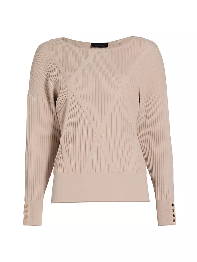

Свитер вязки в рубчик Melinda Elie Tahari, цвет moon swirl