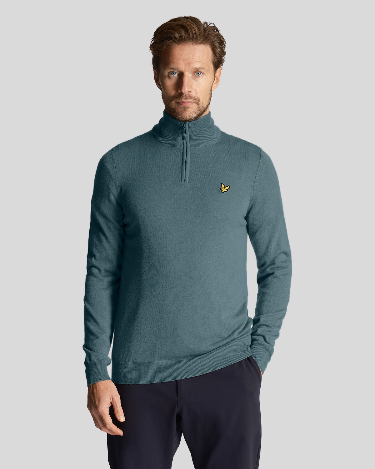 

Свитер из мериносовой ткани с молнией 14 golf core Lyle & Scott, синий