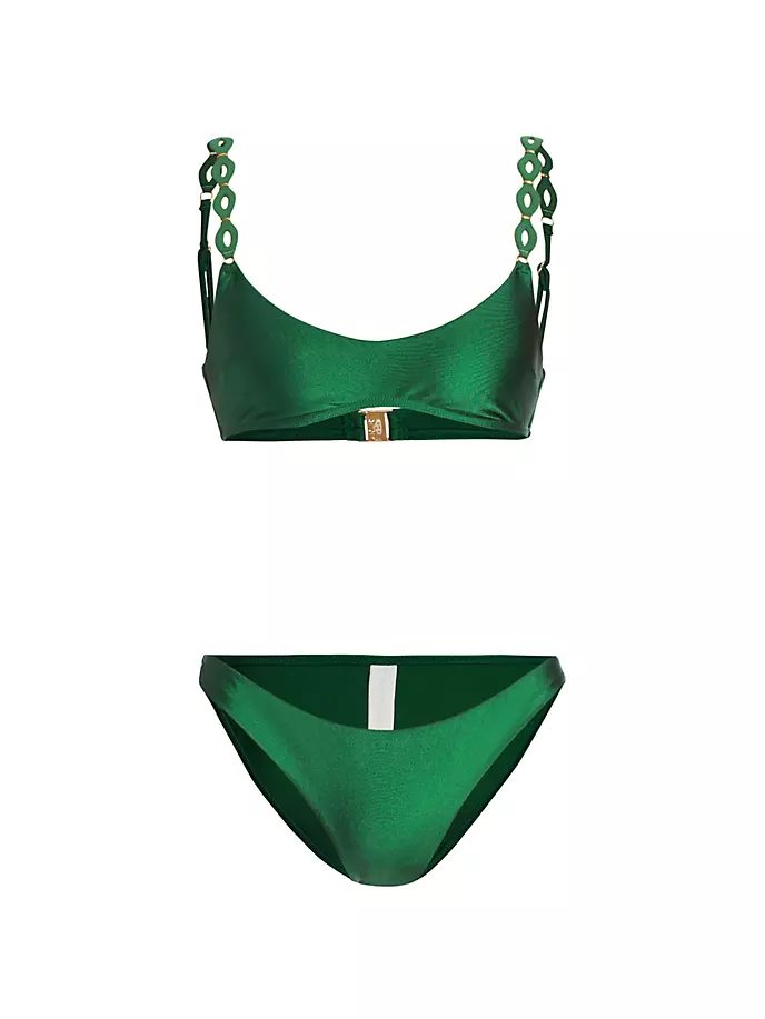 

Бикини August с декорированными бретелями Zimmermann, цвет forest green