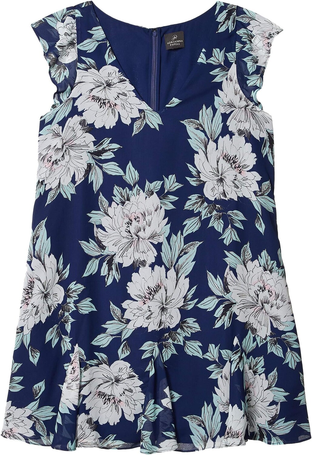 

Платье Adrianna Papell Floral Chiffon Goddet Shift Dress, цвет Navy Multi