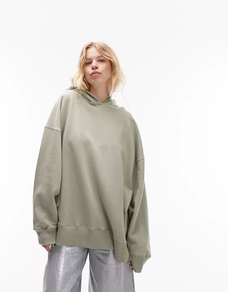 

Толстовка оверсайз премиум-класса Topshop серо-зеленого цвета