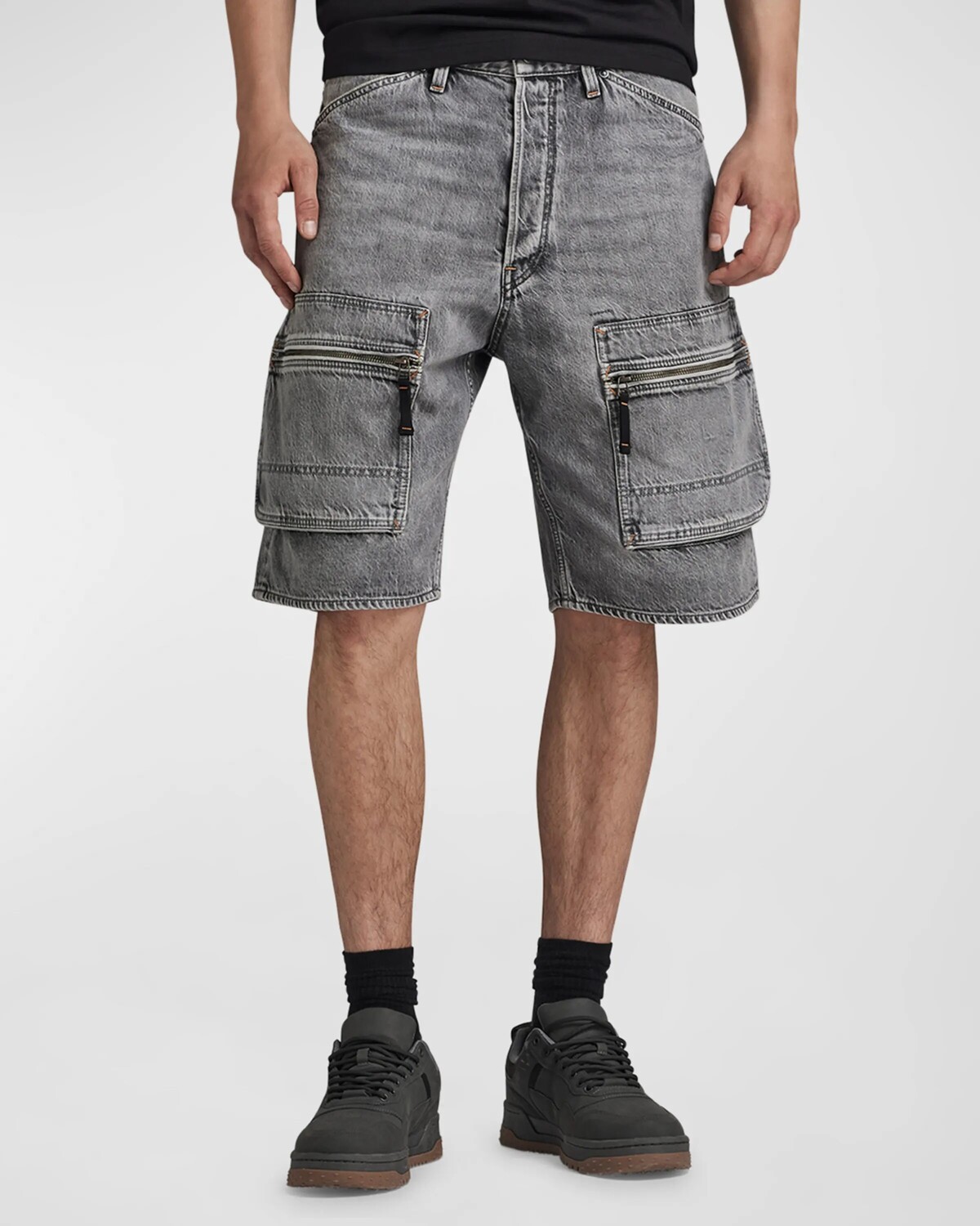 

Мужские свободные джинсовые шорты-карго G-STAR RAW, цвет Faded Grey Neblina