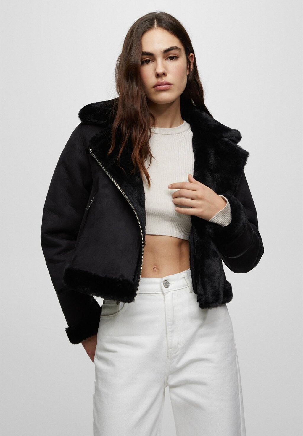 

Куртка из искусственной кожи PULL&BEAR, Черный