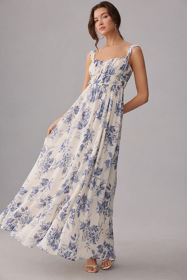 

Reformation Платье Джейд Реформации, цвет pale blue combo
