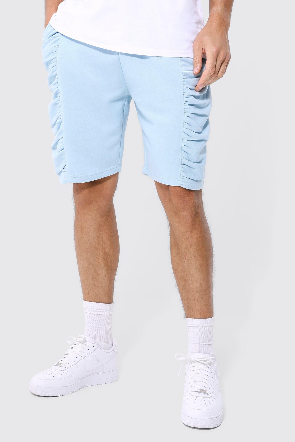 

Короткие шорты из джерси со сборками Boohoo, синий
