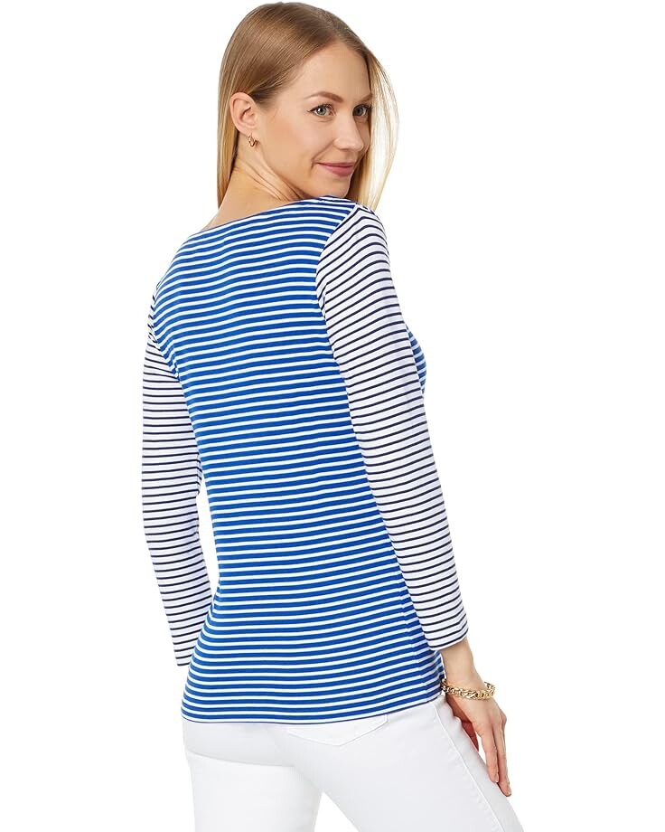 

Футболка Vineyard Vines Party Stripe Simple Boatneck Tee, цвет Maritime Blue