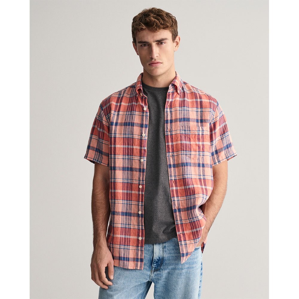 

Рубашка с коротким рукавом Gant Linen Madras, оранжевый