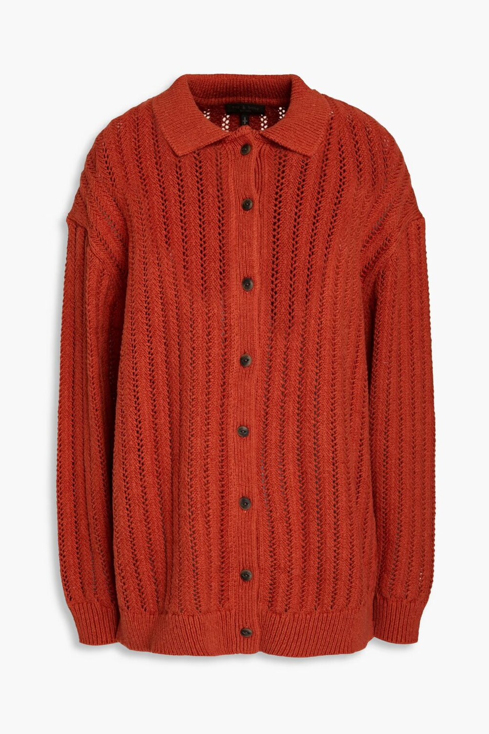 

Кардиган-поло Adrienne крючком из смесового хлопка Rag & Bone, кирпич