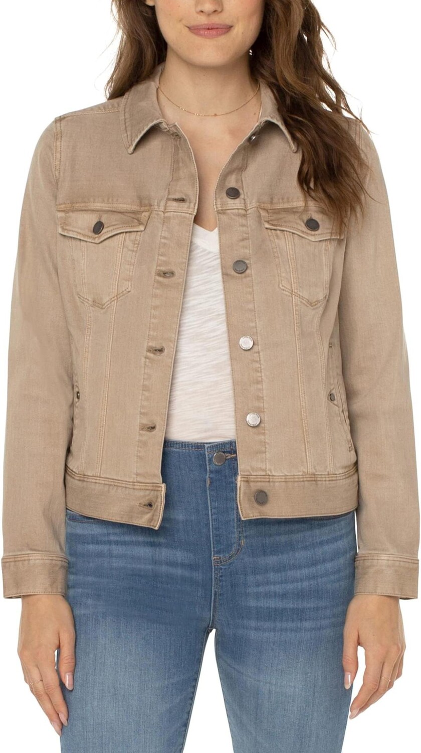 

Куртка Petite Classic Denim Jacket in Stretch Slub Twill Liverpool Los Angeles, цвет Biscuit Tan