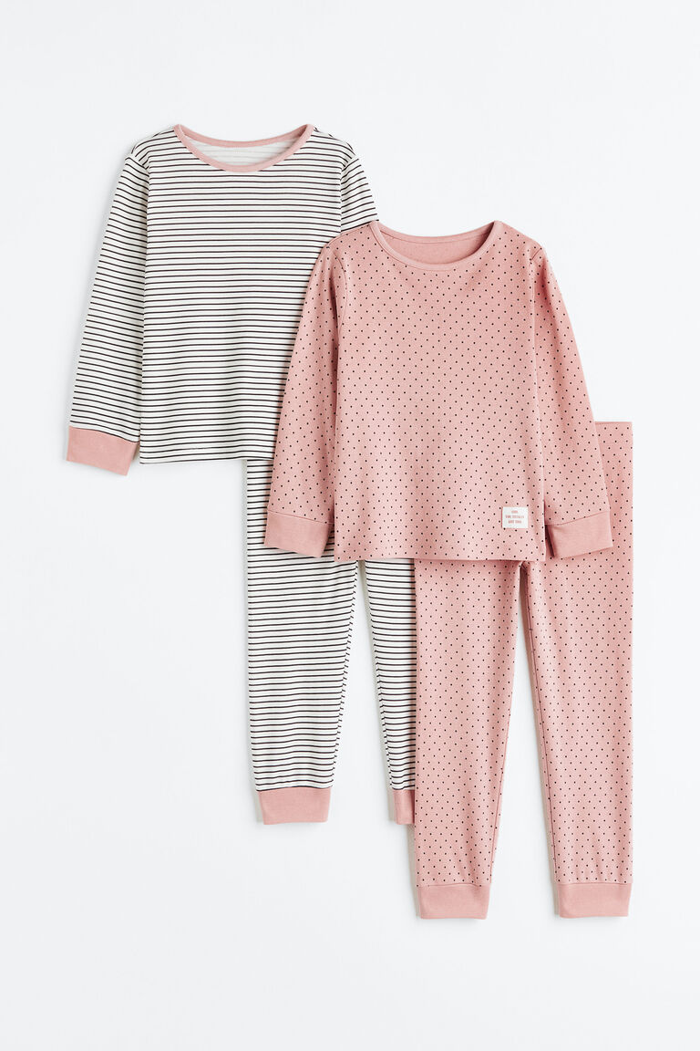 Две пары пижам из джерси H&M, розовый комплект из трех пижам из джерси h