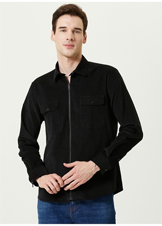 

Черная мужская рубашка Slim Fit с классическим воротником Network
