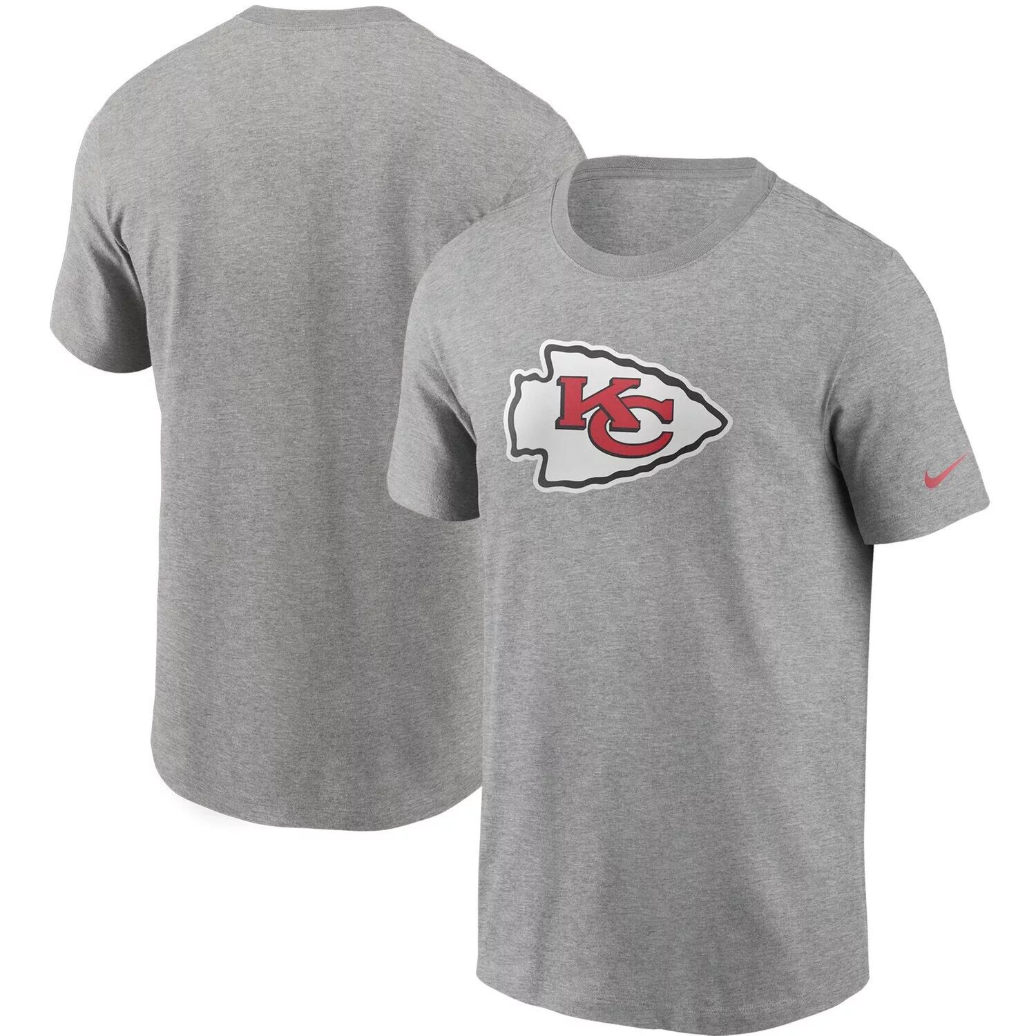 

Мужская серая футболка с логотипом Kansas City Chiefs Primary Nike