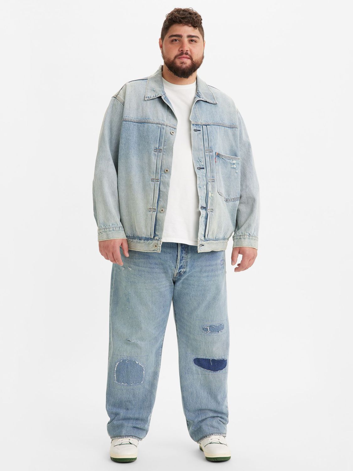 

Джинсы Levi's Big & Tall 501 Original Straight, светлый индиго, разрушенный