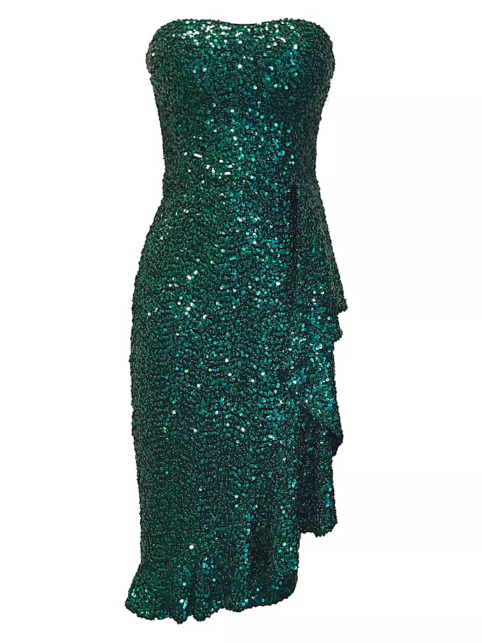 цена Платье миди Alexis с пайетками Dress The Population, цвет deep emerald