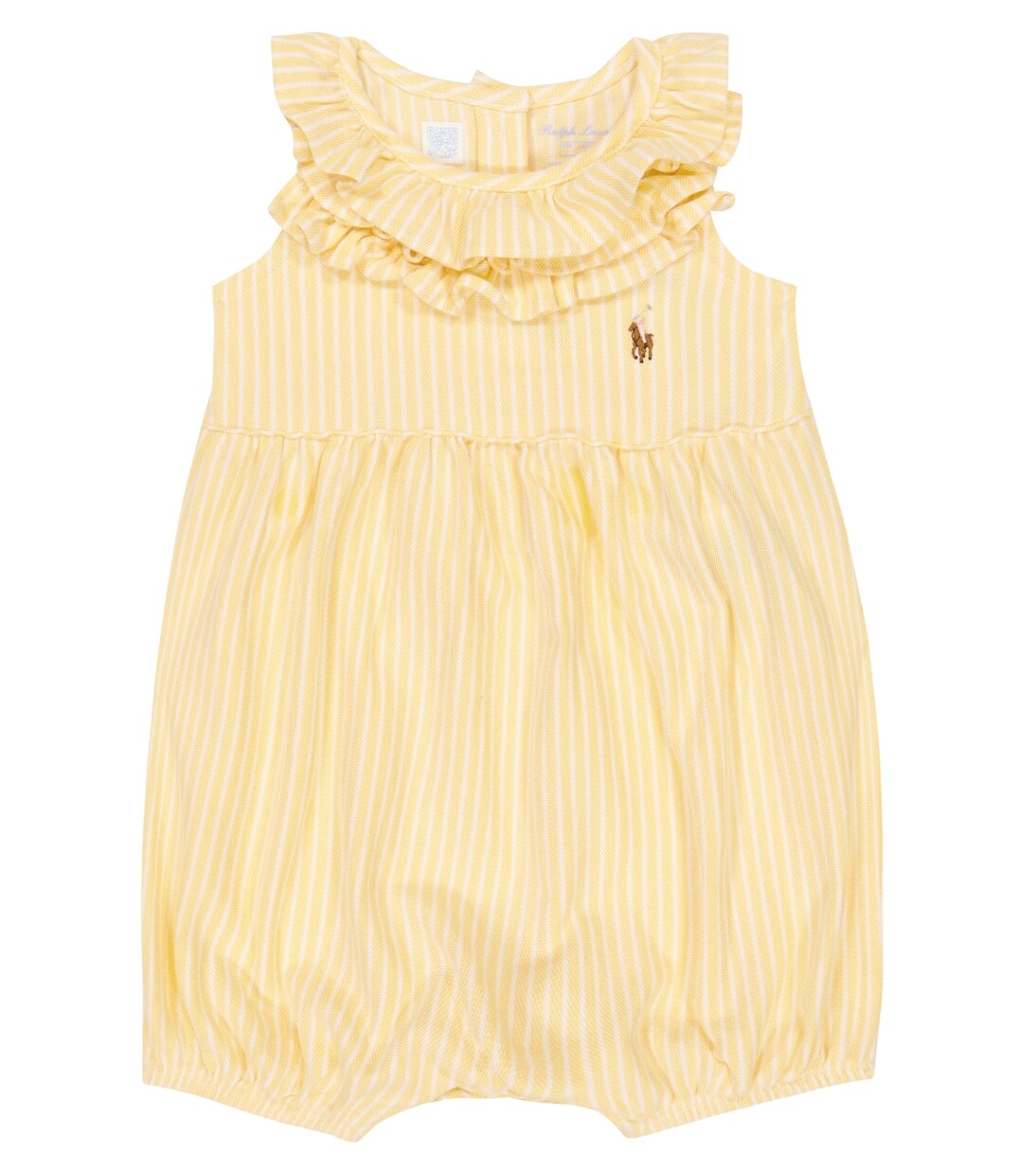 

Детский хлопковый комбинезон в полоску Polo Ralph Lauren Kids, желтый