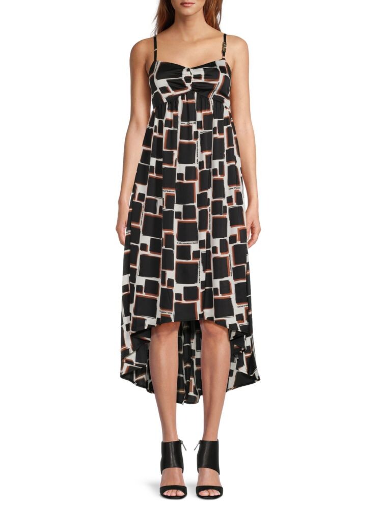 

Платье миди с принтом на бретелях Karl Lagerfeld Paris, цвет Black Multi