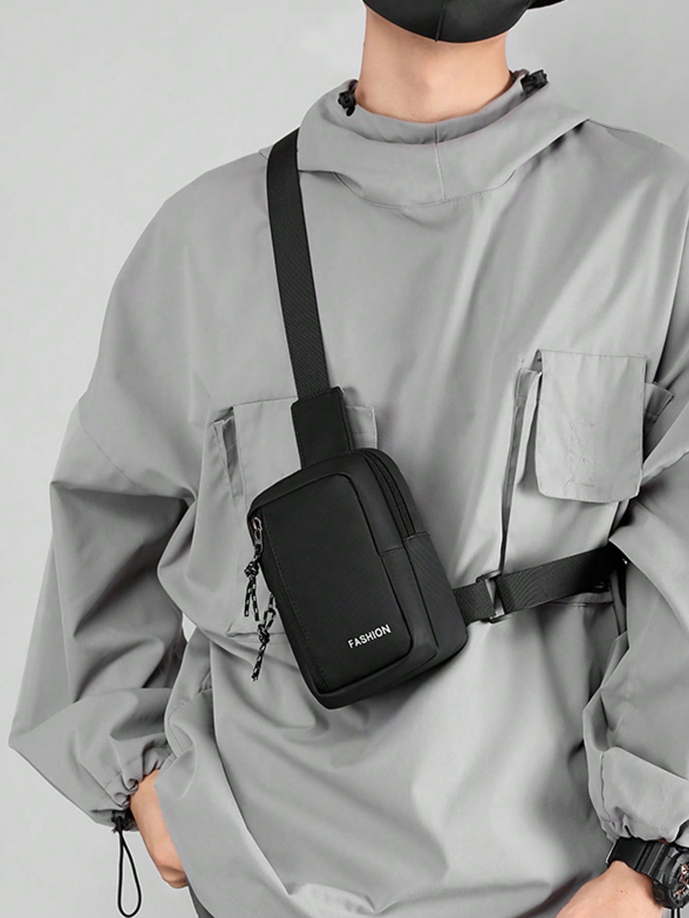Мужская маленькая легкая сумка через плечо нагрудная сумка для путешествий и пеших прогулок, черный
