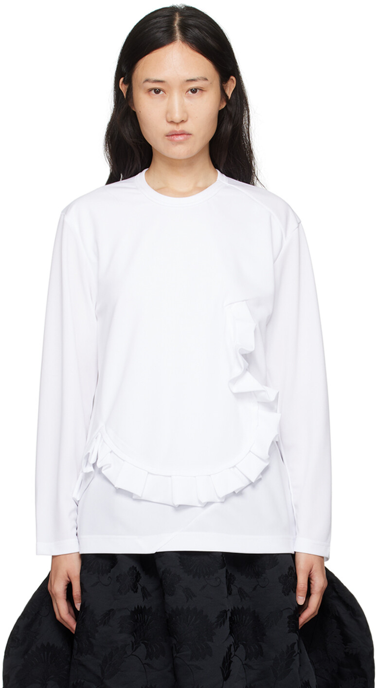 

Comme des Garcons Белая футболка с длинными рукавами и рюшами Comme des Garcons Comme des Garçons, Белый