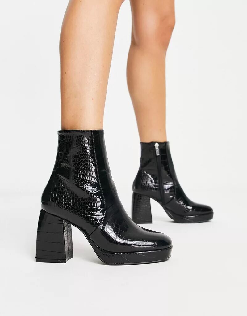 

Черные ботинки на платформе под крокодила ASOS Era
