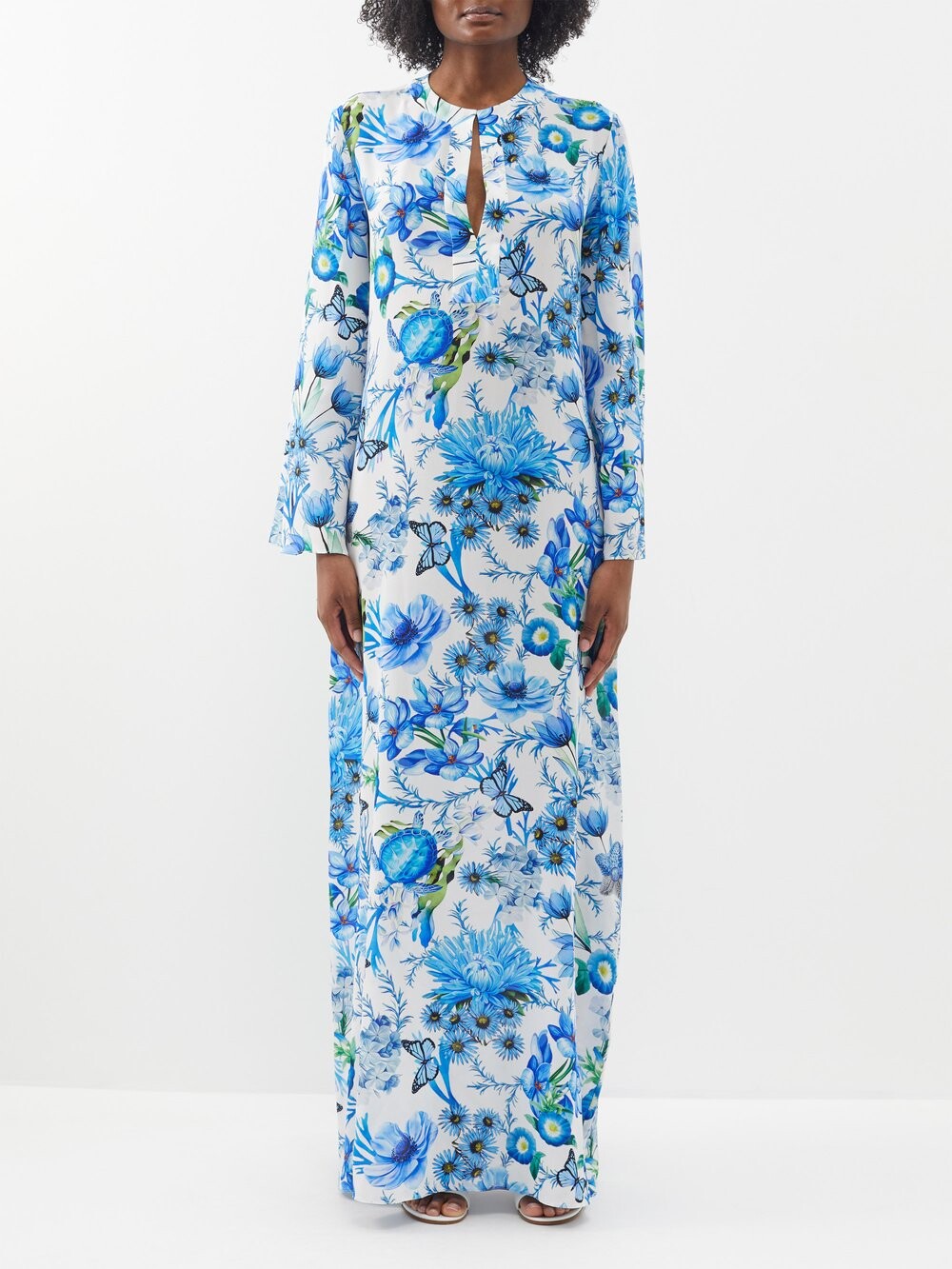 

Платье макси collins с цветочным принтом Mary Katrantzou, синий